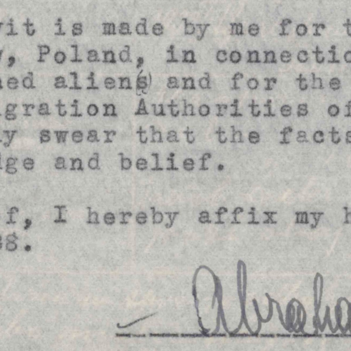Affidavit of Support from Abraham&nbsp;Rothen